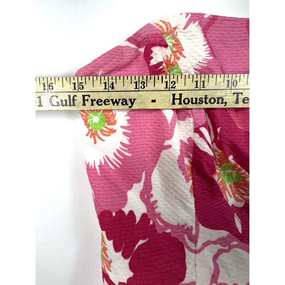 Lilly Pulitzer hotty pink cherry bloom begonias strapless pleated dress Sz 4 - Picture 12 of 16